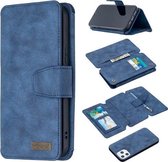 Afneembare Frosted Magnetische Horizontale Flip Leren Case met Kaartsleuven & Houder & Rits Portemonnee & Fotolijst Voor iPhone 12 Pro Max (Blauw)