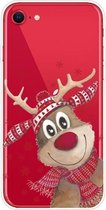 Christmas Series Clear TPU beschermhoes voor iPhone SE (2020) / 8/7 (Smiley Deer)