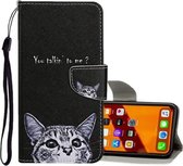 Voor iPhone 11 Gekleurd tekeningpatroon Horizontaal leren flip-hoesje met houder & kaartsleuven & portemonnee (kleine kat)