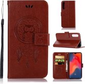 Windgong Uil Embossing Patroon Horizontale Leren Flip Case voor Huawei P30, met Houder & Kaartsleuven & Portemonnee (Bruin)