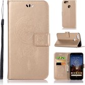 Windgong Uil Embossing Patroon Horizontale Flip Leren Case voor Google Pixel 3a XL, met houder & kaartsleuven & portemonnee (goud)