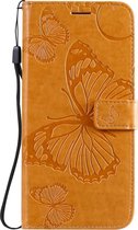 OnePlus 8 Pro Hoesje - Mobigear - Vlinder Serie - Kunstlederen Bookcase - Cognac - Hoesje Geschikt Voor OnePlus 8 Pro