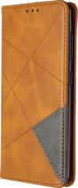 Samsung Galaxy A41 Hoesje - Mobigear - Rhombus Slim Serie - Kunstlederen Bookcase - Cognac - Hoesje Geschikt Voor Samsung Galaxy A41