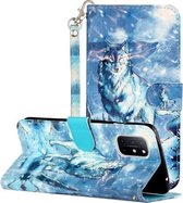 Voor OnePlus 8T 3D-schilderijpatroon Horizontaal leren flip-hoesje met houder & kaartsleuven en portemonnee (Wolf)
