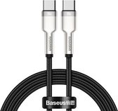Baseus CATJK-C01 Cafule-serie 100W Type-C / USB-C naar Type-C / USB-C metalen oplaadgegevenskabel, lengte: 1m (zwart)
