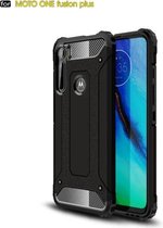 Voor Motorola One Fusion + Magic Armor TPU + pc combinatiebehuizing (zwart)