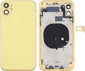Batterij-achterklep (met toetsen aan de zijkant & kaartlade & voeding + volumeflexkabel & draadloze oplaadmodule) voor iPhone 11 (geel)