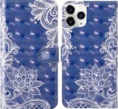 Voor iPhone 12/12 Pro 3D-schilderij Gekleurd tekeningpatroon Horizontaal Flip TPU + PU-lederen hoes met houder & kaartsleuven & portemonnee & lanyard (wit kant)