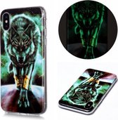 Voor iPhone X / XS Lichtgevende TPU zachte beschermhoes (woeste wolf)