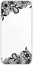 Voor iPhone SE (2020) schokbestendig geverfd transparant TPU beschermhoes (kanten bloem)