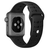 Voor Apple Watch Series 6 & SE & 5 & 4 40mm / 3 & 2 & 1 38mm Tweekleurige poreuze siliconen horlogeband (zwart)