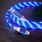 2,4 A USB naar 8-pins kleurrijke Streamer-snellaadkabel, lengte: 1 m (blauw licht)