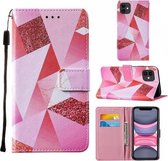 Voor iPhone 11 Cross Texture Painting Pattern Horizontale Flip Leren Case met Houder & Kaartsleuven & Portemonnee & Lanyard (Roze Diamant)