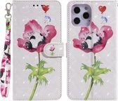 Voor iPhone 12 Pro Max 3D-schilderijpatroon Gekleurde tekening Horizontale flip PU-lederen hoes met houder & kaartsleuven en portemonnee (bloempanda)