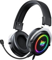 ONIKUMA X10 RGB bedrade gaming-hoofdtelefoon met microfoon, kabellengte: ongeveer 2,1 m (zwart zilver)