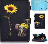 Voor 10 inch Universeel Voltage Geschilderd Patroon Tablet PC Beschermende lederen tas met beugel & kaartsleuven & pennensleuf & antislipstrip (Chrysanthemum Olifant)