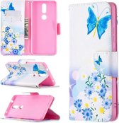 Voor Nokia 2.4 Gekleurde Tekening Patroon Horizontale Flip Leren Case met Houder & Kaartsleuven & Portemonnee (Vlinders Liefde Bloem)