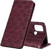 Voor OPPO A53 / A53s / A32 / A33 Lucky Flowers Embossing Pattern Magnetische Horizontale Flip Leather Case met houder & kaartsleuven (wijnrood)