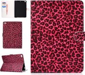 Voor iPad 10.2 Gekleurd tekeningpatroon Horizontaal Flip PU-lederen hoes met houder & kaartsleuf & slaap- / wekfunctie (rood roze luipaard)