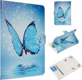 Voor 10 inch Universele Tablet PC Gekleurde Tekening Patroon Horizontale Flip PU Lederen Case met Houder & Kaartsleuven (blauwe Vlinder)