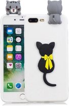 Voor iPhone 8 Plus & 7 Plus 3D Cartoon patroon schokbestendig TPU beschermhoes (kleine zwarte kat)