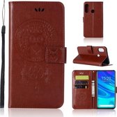 Windgong Uil Embossing Patroon Horizontale Flip Leren Case met Houder & Kaartsleuven & Portemonnee Voor Huawei P Smart Z (Bruin)