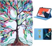 Voor iPad Pro 11 (2020) & (2018) Geschilderd patroon Tablet PC Beschermende lederen tas met beugel & kaartsleuf & fotohouder (Life Tree)