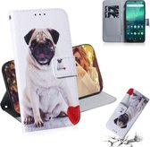Voor Nokia 1.3 Gekleurde tekening Horizontale flip lederen tas met houder & kaartsleuf & portemonnee (pug)
