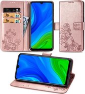 Voor Huawei P Smart 2020 Lucky Clover Pressed Flowers Pattern Leather Case met houder & kaartsleuven & portemonnee & draagriem (rose goud)