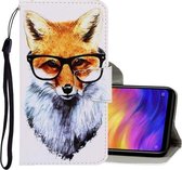 Voor Xiaomi Redmi Note 7 3D Gekleurde Tekening Horizontale Flip PU Lederen Case met Houder & Kaartsleuven & Portemonnee (Vos)