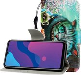 Voor Huawei Honor 9A Gekleurde Tekening Horizontale Flip Leren Case met Houder & Kaartsleuf & Portemonnee (Groene Ogen)