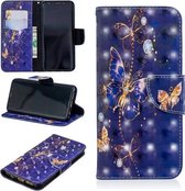 3D Gekleurde Tekening Patroon Horizontale Leren Flip Case voor Samsung Galaxy S9, met Houder & Kaartsleuven & Portemonnee (Paarse Vlinder)