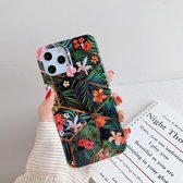 Plating Splicing Pattern Soft TPU beschermhoes voor iPhone 11 (Black Flower)