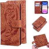 Voor iPhone 11 Tiger Embossing Pattern Horizontale lederen flip case met houder & kaartsleuven & portemonnee (bruin)