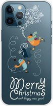 Trendy Cute Christmas Patterned Case Clear TPU Cover Phone Cases Voor iPhone 12/12 Por (Skiing Bird)
