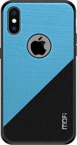 MOFI schokbestendig TPU + pc + stoffen hoesje voor iPhone XS (blauw)