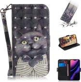 3D Gekleurde Tekening Horizontale Leren Flip Case, met Houder & Kaartsleuf & Portemonnee Voor iPhone 11 Pro Max (Embrace Cat)