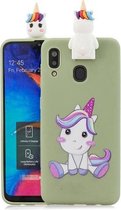 Voor Galaxy A20e Cartoon schokbestendige TPU beschermhoes met houder (eenhoorn)