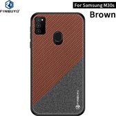 Voor Galaxy M30S PINWUYO Rong-serie schokbestendige pc + TPU + beschermhoes van chemische vezeldoek (bruin)