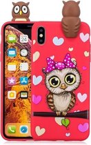 Voor iPhone XR schokbestendige Cartoon TPU beschermhoes (rode uil)