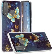 Voor Huawei P Smart 2020 Lichtgevende TPU zachte beschermhoes (dubbele vlinders)