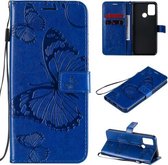 Voor Huawei Honor 9A 3D Vlinders Embossing Patroon Horizontale Flip Leren Case met Houder & Kaartsleuf & Portemonnee (Blauw)