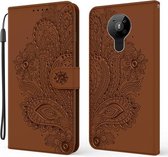 Voor Nokia 7.2 / 6.2 Pauw Reliëfpatroon Horizontale Flip Leren Case met Houder & Kaartsleuven & Portemonnee & Lanyard (Bruin)