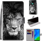 Voor Huawei P smart 2020 Gekleurde Tekening Cross Textuur Horizontale Flip PU Lederen Case met Houder & Kaartsleuven & Portemonnee & Lanyard (B11 Zwart Wit Leeuwenkop)