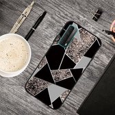 Voor Huawei P Smart 2021 Frosted Fashion Marble schokbestendig TPU beschermhoes (zwart gouden driehoek)