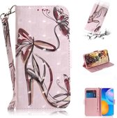 Voor Huawei P Smart 2021 3D Gekleurde Tekening Horizontale Flip Leren Case met Houder & Kaartsleuven & Portemonnee & Lanyard (Vlinder Hoge hakken)