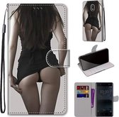Voor Nokia 3 Gekleurde Tekening Cross Textuur Horizontale Flip PU Lederen Case met Houder & Kaartsleuven & Portemonnee & Lanyard (Upskirt)