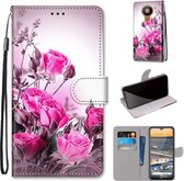 Voor Nokia 5.3 Gekleurde Tekening Cross Textuur Horizontale Flip PU Lederen Case met Houder & Kaartsleuven & Portemonnee & Lanyard (Wild Rose)