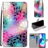 Voor Motorola Moto E7 Plus / G9 Play / G9 Gekleurde tekening Cross Texture Horizontale Flip PU lederen tas met houder & kaartsleuven & portemonnee & lanyard (doorschijnend glas)