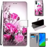 Voor Huawei P Smart (2020) Gekleurde Tekening Cross Textuur Horizontale Flip PU Leren Case met Houder & Kaartsleuven & Portemonnee & Lanyard (Wild Rose)